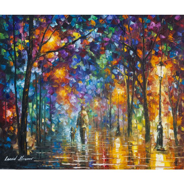 alley by the lake, alley by the lake Leonid Afremov, Leonid Afremov alley by the lake